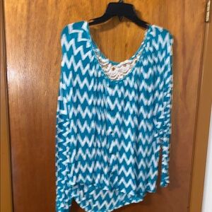 Blue and White Chevron Top